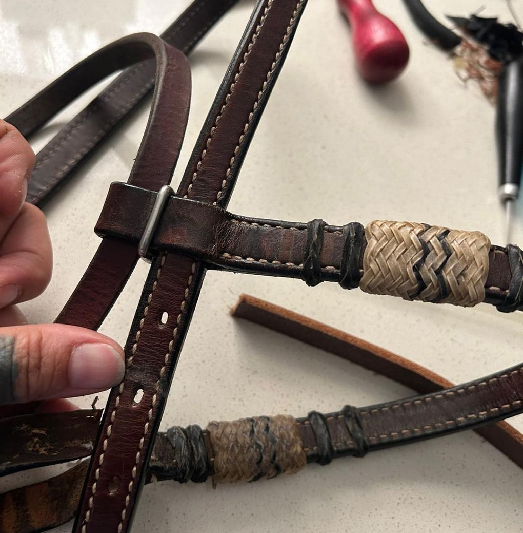 leather browband after repair