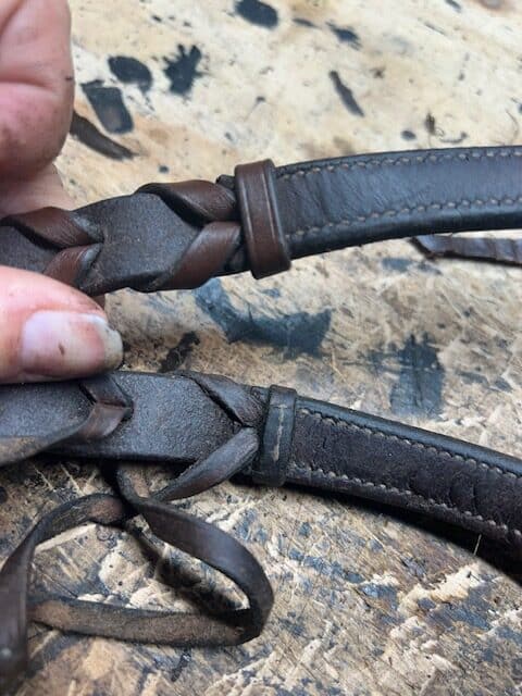 high end leather reins repair