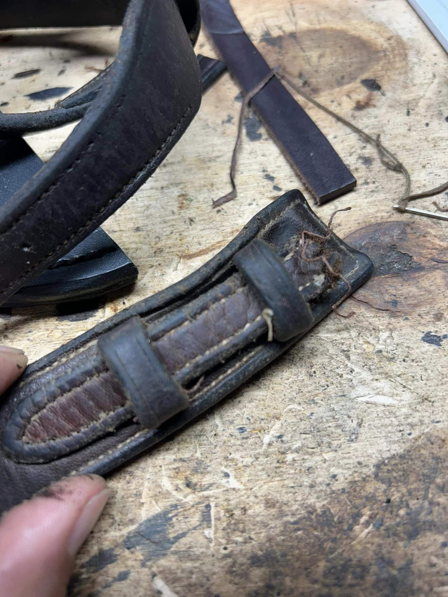 leather strap work before repair